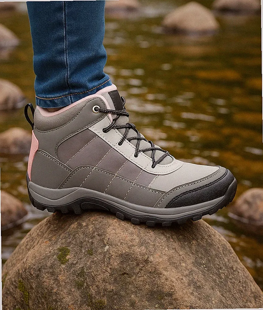 Women’s Gray Pink Hiking Boots Outdoor Trekking Trail Footwear USA 8 - Mex 5